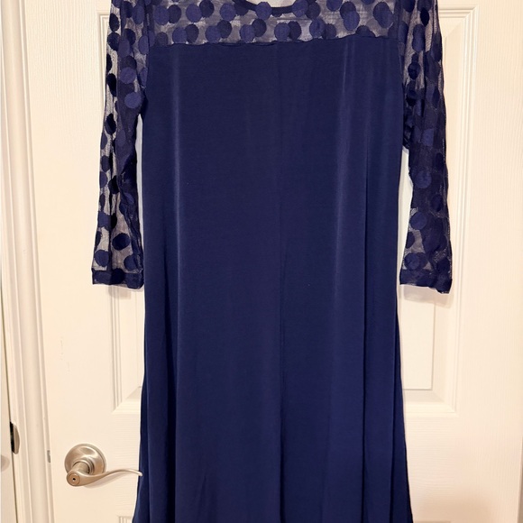 Nina Leonard Navy Long Sleeve Dress - Picture 6 of 8